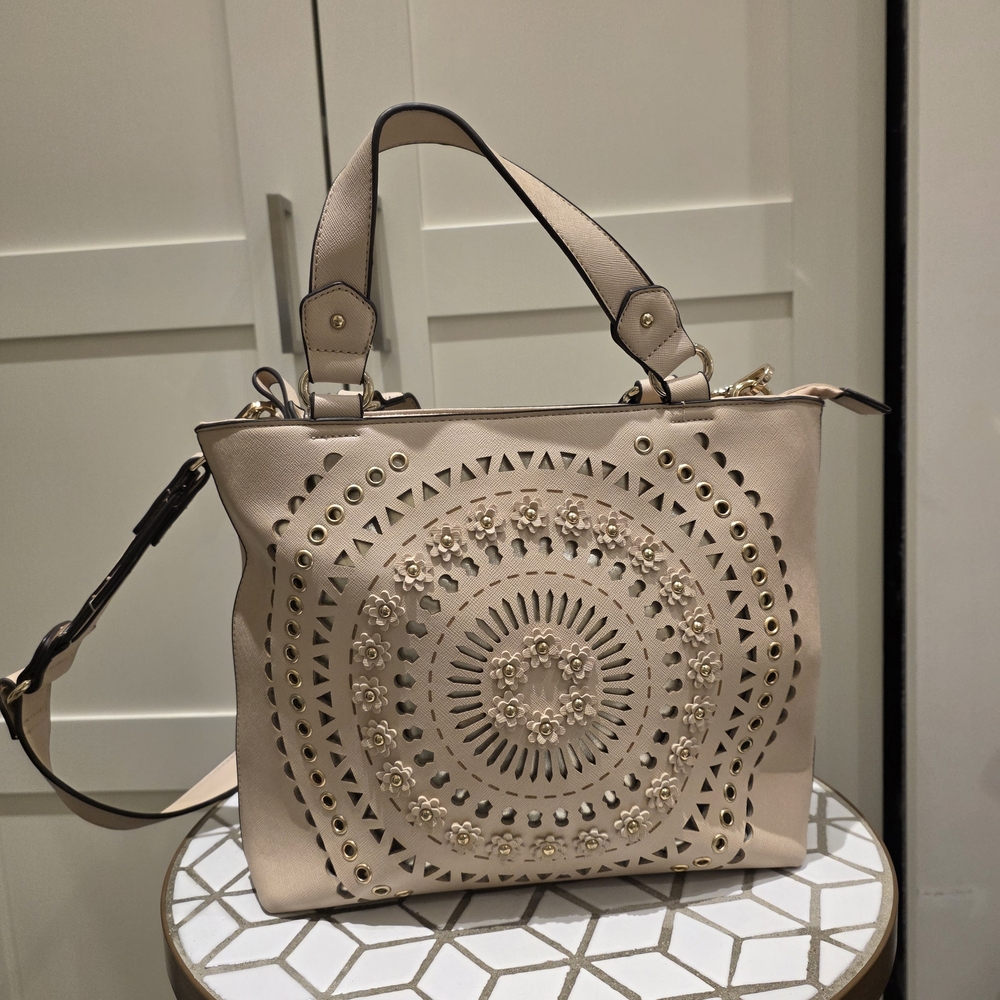 Elegant Beige Handbag with Cutout Design